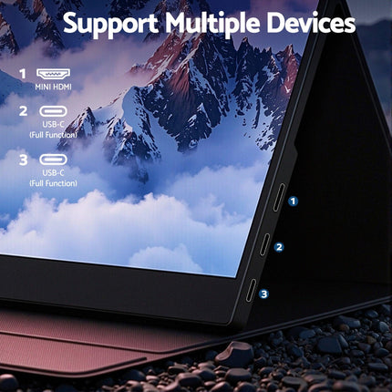 Devanti Portable Monitor Laptop Extender USB C Travel Display 16 Inch Black.