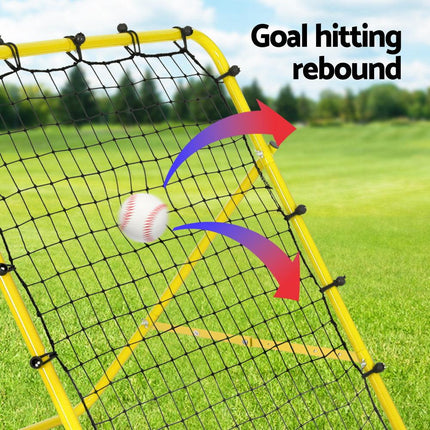 Everfit Baseball Soccer Net Rebounder Football Goal Net Sports Training Aid Yellow.