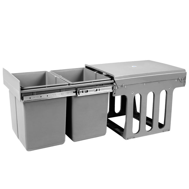 Cefito Pull Out Bin Kitchen Double Basket 2X15L Grey.