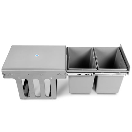Cefito Pull Out Bin Kitchen Double Basket 2X15L Grey.
