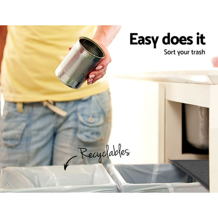 Cefito Pull Out Bin Kitchen Double Basket 2X15L Black.