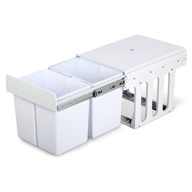 Cefito Pull Out Bin Kitchen Double Basket 2X15L White.