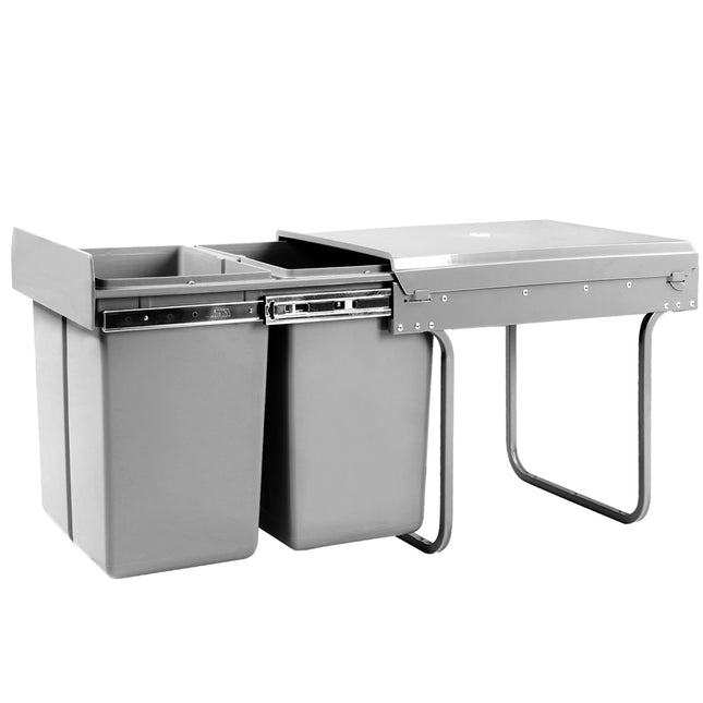Cefito Pull Out Bin Kitchen Double Basket 2X20L Grey.