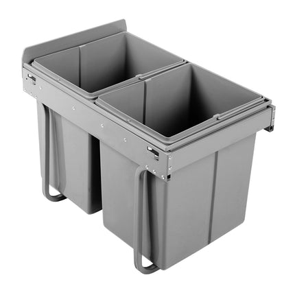 Cefito Pull Out Bin Kitchen Double Basket 2X20L Grey.