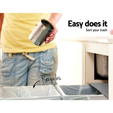 Cefito Pull Out Bin Kitchen Double Basket 2X20L Grey.