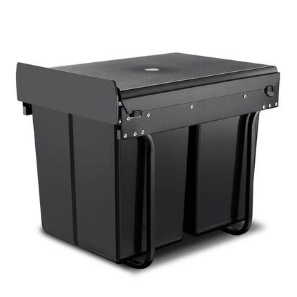 Cefito Pull Out Bin Kitchen Double Basket 2X20L Black.