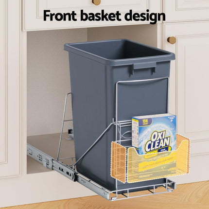 Cefito Pull Out Bin Kitchen Cabinet Slide Garbage Rubbish Bins Basket 40L Grey.