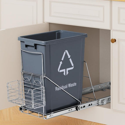 Cefito Pull Out Bin Kitchen Cabinet Slide Garbage Rubbish Bins Basket 40L Grey.