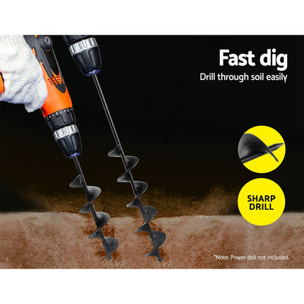 Giantz Power Garden Spiral Auger Hole Digger Earth Drill Bit Φ75x300 & 600mm.