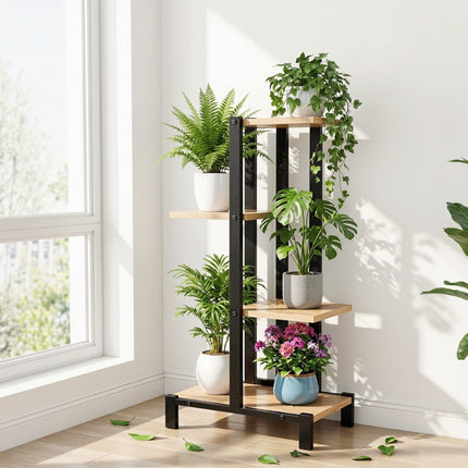 Artiss 4 Tiers Plant Stand Metal Flower Pots Shelf Indoor Outdoor Garden Home.