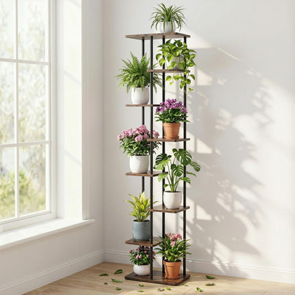 Artiss 8 Tiers Plant Stand Metal Flower Pots Shelf Indoor Outdoor Garden Home.