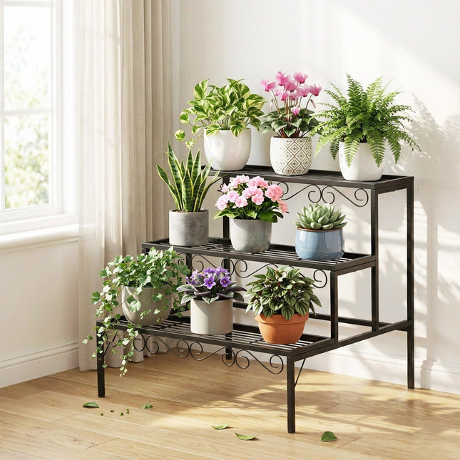 Artiss Plant Stand 3 Tier Metal Corner Plant Shelf Multiple Flower Holder Rack.