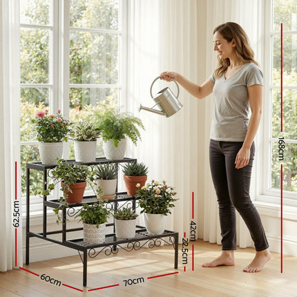 Artiss Plant Stand 3 Tier Metal Corner Plant Shelf Multiple Flower Holder Rack.