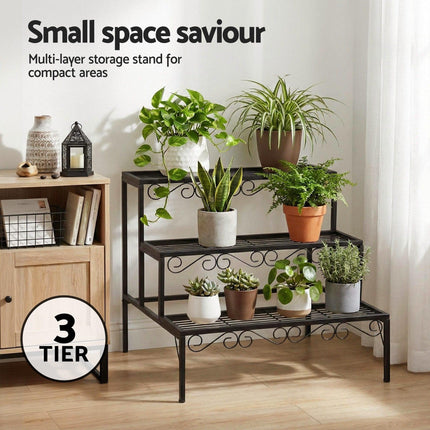 Artiss Plant Stand 3 Tier Metal Corner Plant Shelf Multiple Flower Holder Rack.