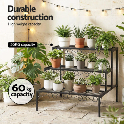 Artiss Plant Stand 3 Tier Metal Corner Plant Shelf Multiple Flower Holder Rack.
