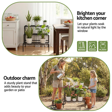 Artiss Plant Stand 3 Tier Metal Corner Plant Shelf Multiple Flower Holder Rack.