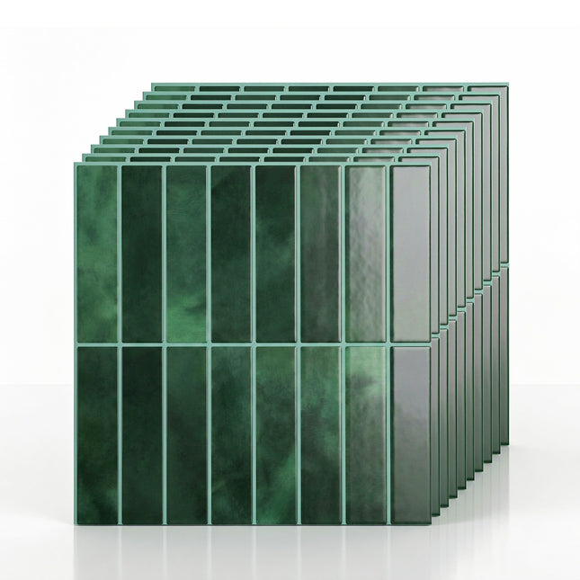 Artiss 3D Peel and Stick Wall Tiles Self Adhesive LinearGrid Backsplash 10 Sheets, Green.