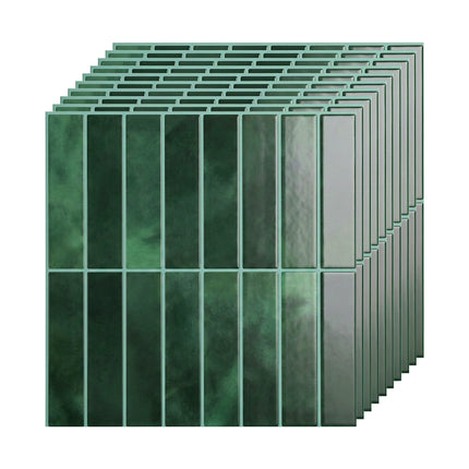 Artiss 3D Peel and Stick Wall Tiles Self Adhesive LinearGrid Backsplash 10 Sheets, Green.