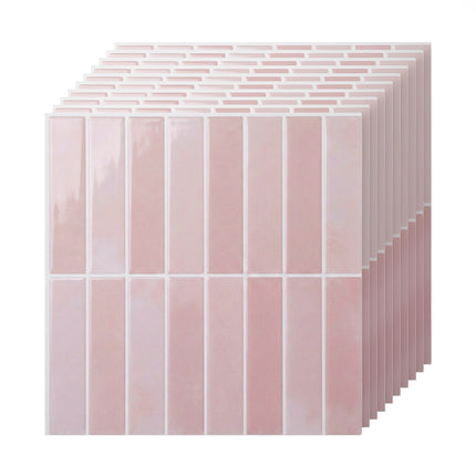 Artiss 3D Peel and Stick Wall Tiles Self Adhesive LinearGrid Backsplash 10 Sheets, Pink.