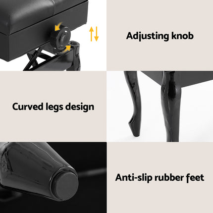 Alpha Piano Bench Stool Adjustable Height Keyboard Seat.