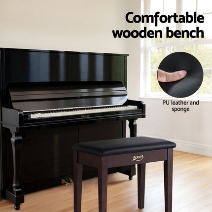 Alpha Piano Bench Stool with Storage Wooden PU Leather.