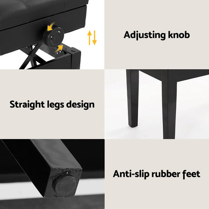 Alpha Piano Bench Stool Adjustable Height Keyboard Seat.