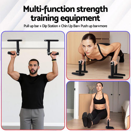 Everfit Pull Up Bar Chin Up Grips Foldable Doorway Gym Portable Black.