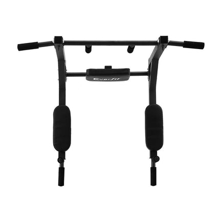 Everfit Pull Up Bar Dip Station Multi Gym 150kg Home Power Station Black Red.