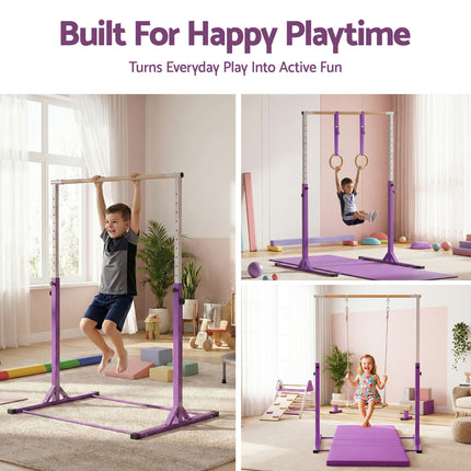Everfit Kids Gymnastics Bar Pull Up Station Monkey Bar Adjustable Indoor Garden.