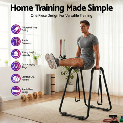 Everfit Dip Station Parallel Bars Heavy Duty Home Gym Stand Calisthenics Black.