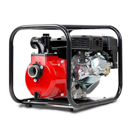 Giantz Petrol Water Pump 7HP Max, 2" High Flow 4-Stroke Engine Transfer Fire Fighting Pumps Rain Tank Oil Irrigation Garden Farm Pond Outdoor Irrigations, w Hose Fittings Inlet Filter Rubber Feet Red.