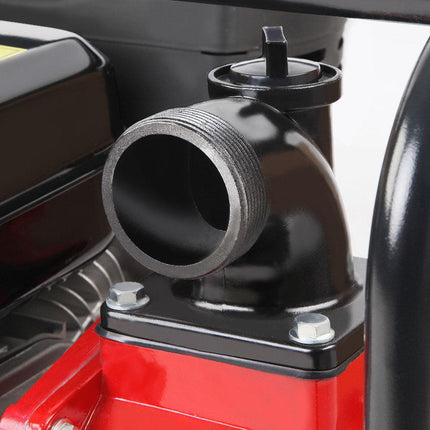 Giantz Petrol Water Pump, 2" 7HP Max High Flow Transfer Fire Fighting Pumps Rain Tank Oil Irrigation Garden Farm Pond Outdoor Irrigations, with Hose Fittings Inlet Filter Rubber Feet Black Red.