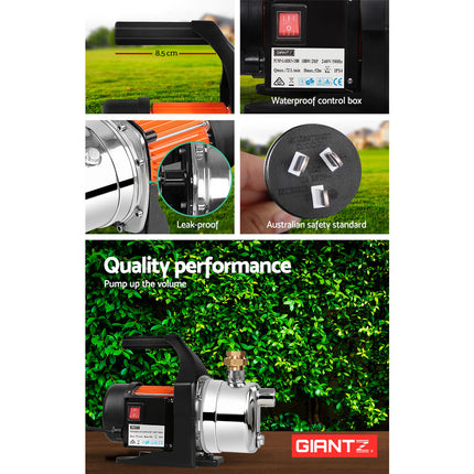 Giantz Garden Water Pump High Pressure 1500W Max. Tank Rain Farm Irrigation House.