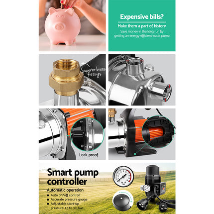 Giantz Garden Water Pump 1500W Max. High Pressure Tank Rain Farm Irrigation Black.