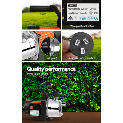 Giantz Garden Water Pump High Pressure 800W Max Tank Rain Farm Irrigation House.