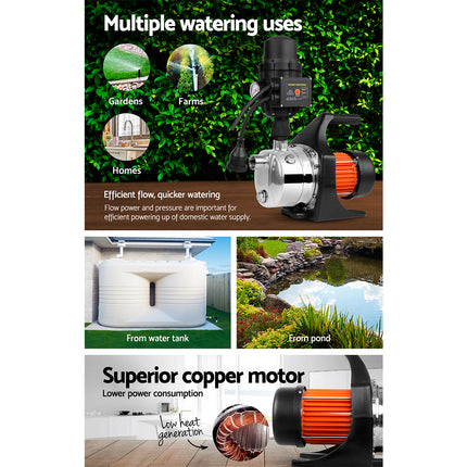 Giantz Garden Water Pump High Pressure 800W Max. Tank Rain Farm Irrigation House Black.