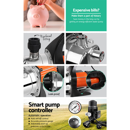 Giantz Garden Water Pump High Pressure 800W Max. Tank Rain Farm Irrigation House Black.