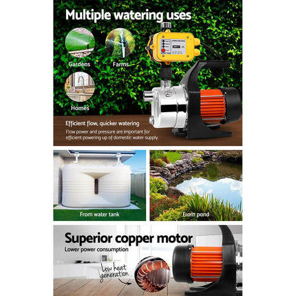 Giantz Garden Water Jet Pump High Pressure 800W Max. Tank Rain Farm Irrigation Yellow.