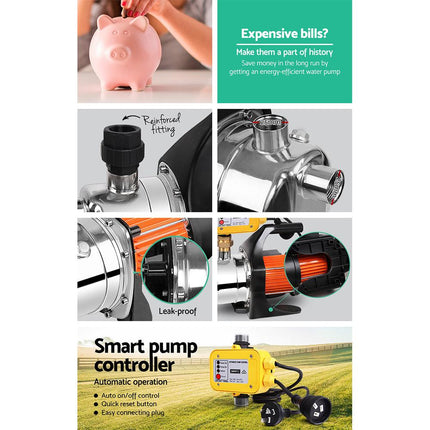 Giantz Garden Water Jet Pump High Pressure 800W Max. Tank Rain Farm Irrigation Yellow.