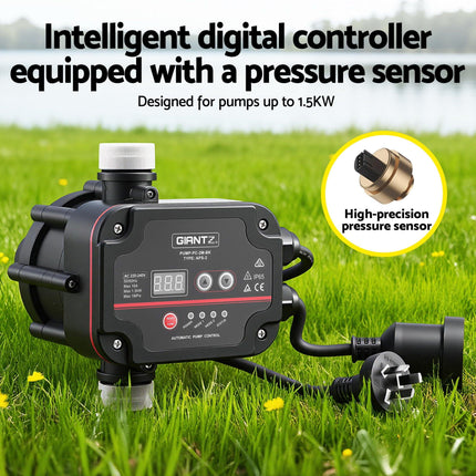 GIANTZ Digital Water Pump Controller 16A 1.5kW Max High Power Pressure Switch Adjustable 10Bar IP65.