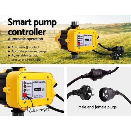 Giantz Peripheral Water Pump Garden Boiler Car Wash Electric Irrigation QB60 Yellow.
