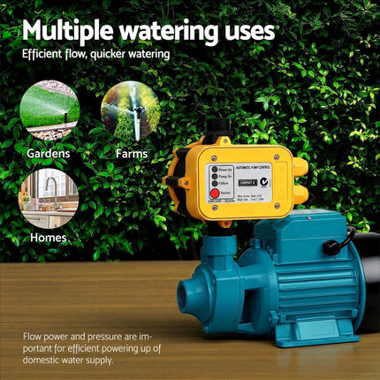Giantz Peripheral Water Pump Garden Boiler Car Wash Auto Irrigation QB80 Yellow.
