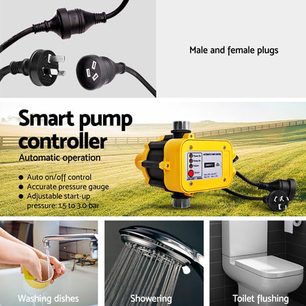Giantz Peripheral Water Pump Garden Boiler Car Wash Auto Irrigation QB80 Yellow.