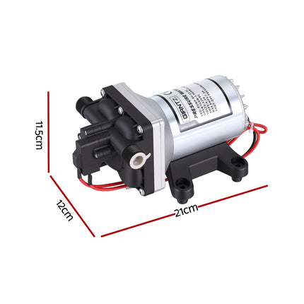 Giantz 12V DC Water Pump, 11.3LPM 55PSI 3 GPM Self-Priming RV Water Pressure Pump with Automatic Pressure Switch, for RV Marine Camping Yacht Garden Fresh Water Diaphragm, 2088-554-144 Replacement.