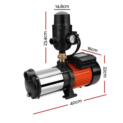 Giantz 1800W Max 5-Stage Garden Water Pump High Pressure Irrigation Booster Pump, Automatic Multi-Stage External Sprinkler Pump for Rainwater Tank Transfer, Home Farm Lawn, Black.