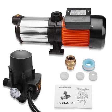 Giantz 1800W Max 5-Stage Garden Water Pump High Pressure Irrigation Booster Pump, Automatic Multi-Stage External Sprinkler Pump for Rainwater Tank Transfer, Home Farm Lawn, Black.