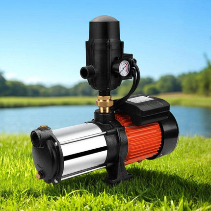 Giantz 1800W Max 5-Stage Garden Water Pump High Pressure Irrigation Booster Pump, Automatic Multi-Stage External Sprinkler Pump for Rainwater Tank Transfer, Home Farm Lawn, Black.