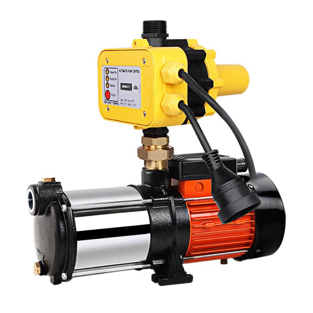 Giantz 1800W Max 5-Stage Garden Water Pump High Pressure Irrigation Booster Pump, Automatic Multi-Stage External Sprinkler Pump for Rainwater Tank Transfer, Home Farm Lawn, Yellow.