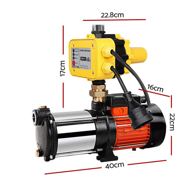 Giantz 1800W Max 5-Stage Garden Water Pump High Pressure Irrigation Booster Pump, Automatic Multi-Stage External Sprinkler Pump for Rainwater Tank Transfer, Home Farm Lawn, Yellow.
