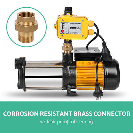 Giantz Garden Water Pump High Pressure 2500W Max 5-Stage Tank Irrigation Transfer Booster Yellow.